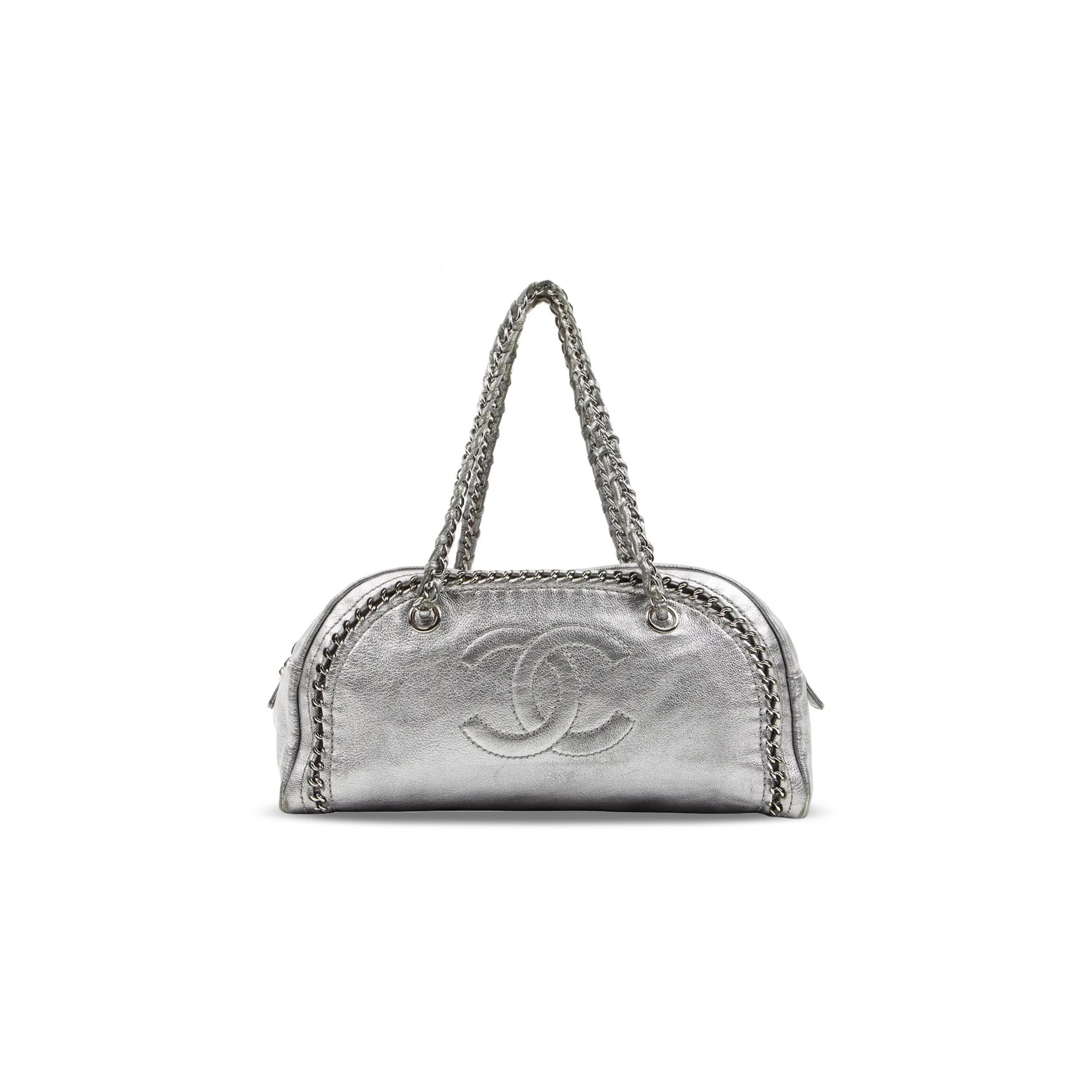 CHANEL METALLIC GRAINED CALFSKIN LUXE LIGNE BOWLER BAG (33*17*15cm)